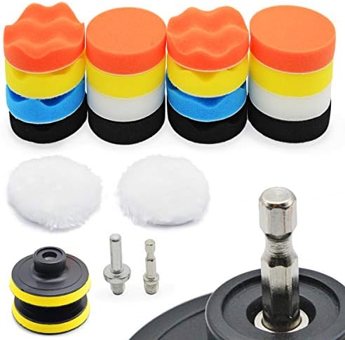 ポリッシャー バフ 80mm 22点セット 六角軸付き 電気ドリル インパクトドライバー用 洗車 車