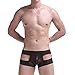Men's Sexy Faux Leather Underwear MASS21 Bulge Pouch Hollowed Boxer Brief Trunk