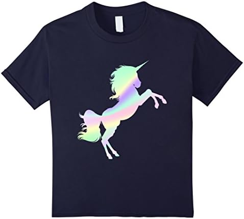 Kids VAPORWAVE AESTHETIC  UNICORN T SHIRT RAINBOW 6 Navy