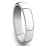 4MM Titanium Platinum-Plated Ring Classic Wedding Band with Polished Finish [Size 8]