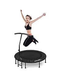 MOVTOTOP Rebounder Trampoline 38 40 Inch, Folding Indoor Trampolines with Safety Pad, Fun Mini Fitness Trampoline for Kids Adults - Max Load 220lbs, Black