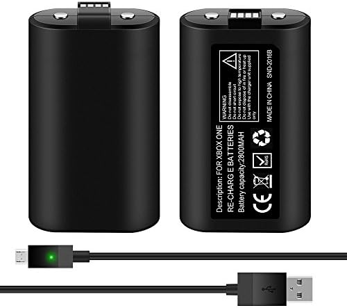 Kycola Xbox One Play and Charge Kit WK15 Xbox One Rechargeable Battery Packs 2800mAh X2 with 2.75M Charge Cable for Xbox One(S) Controller(Black)