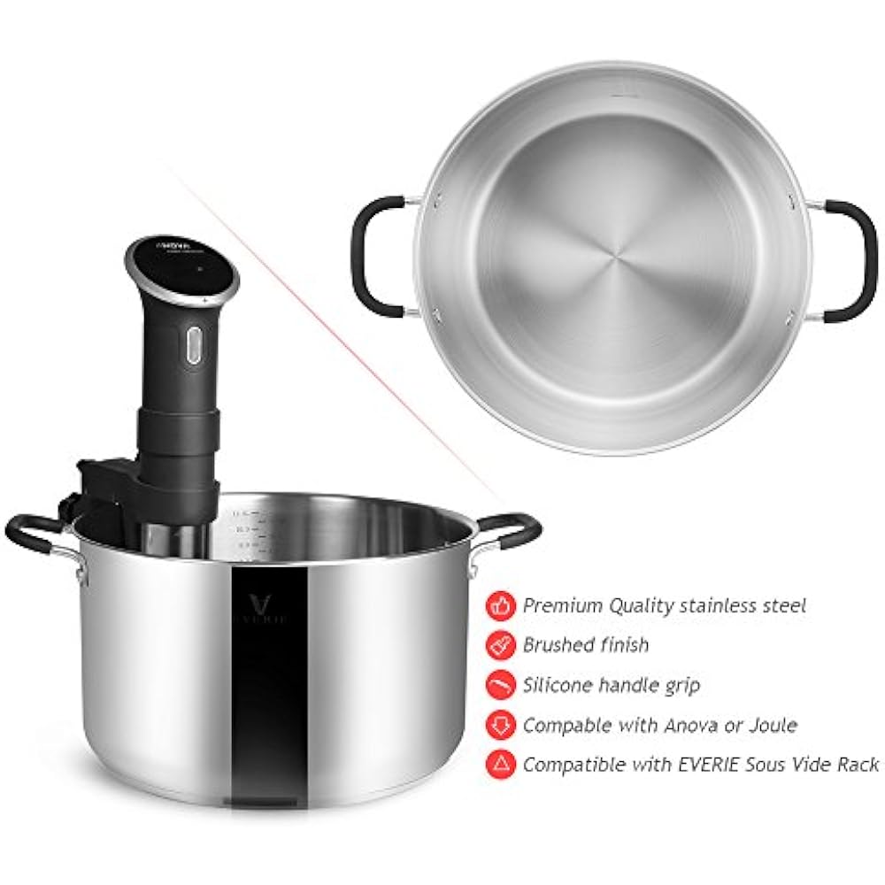EVERIE Stainless Steel 18/8 Sous Vide Container Pot 12 Quart SS100
