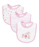 Spasilk Baby Newborn 3 Pack Teething Bib, Pink Flower, One Size