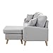 Divano Roma Furniture Mid Century Modern Linen Fabric Small Space Sectional Sofa with Reversible Chaise (Light Grey)