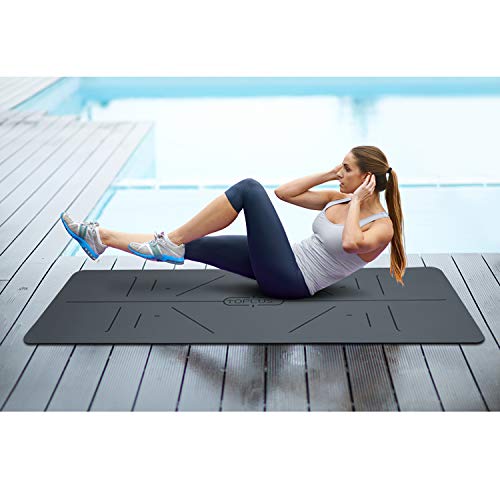 Yoga Mat with Alignment Lines,1/4 Inch Thickness Eco Friendly TPE Yoga Mat Non Slip Textured