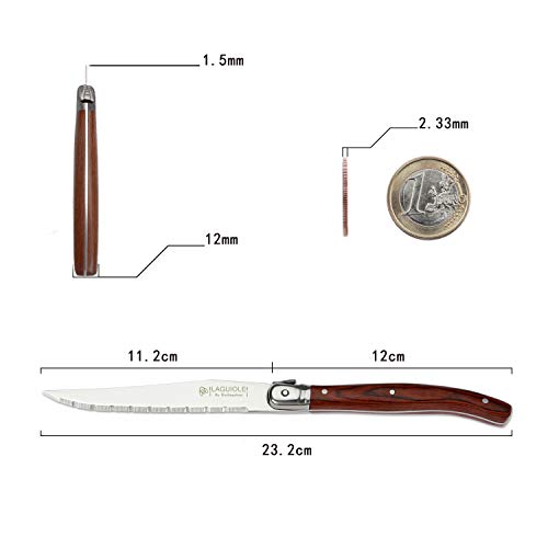 Hailingshan Steak Knives Set, Laguiole 6Piece [23CM / 9 Inches