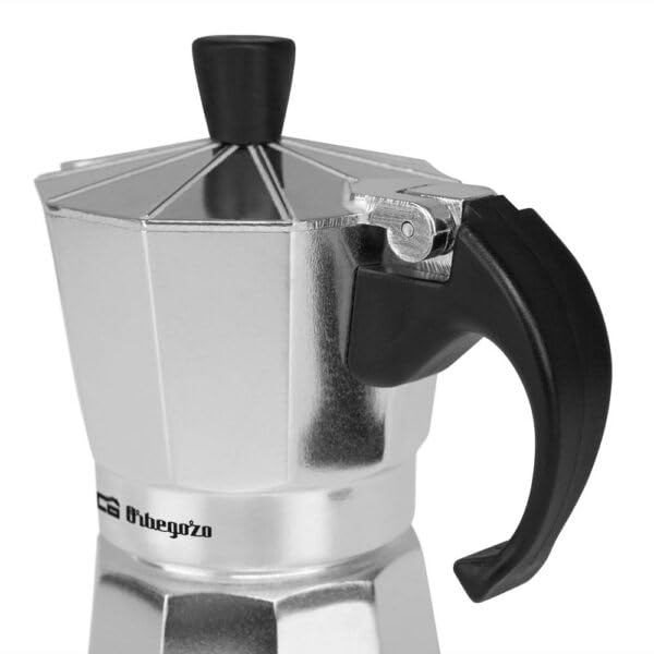 Orbegozo KF 200 - Italienischer Kaffeekocher aus Aluminium, Kapazität: 2 Tassen, ergonomischer Griff, Sicherheitsventil, abnehmbarer Filter 2