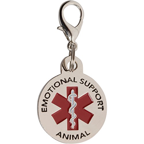 Emotional Support Animal Tag ESA Tags for Small Dogs. Red Medical Alert Symbol .999 inch Service Dog Vest ID Tag. Quick Release Lobster clamp Allowing Switching from Harness Collars and Vest.