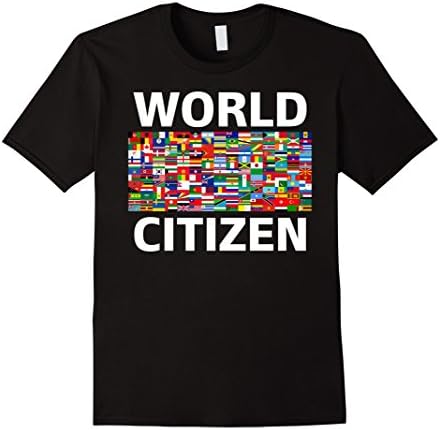 Men's World Citizen Countries Flag Equality Together Peace Shirt Medium Black