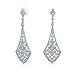 Art Deco Style Fan Teardrop Crystal Chandelier Prom Statement Earrings For Women For Teen Silver Plated Brass