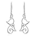 Chuvora 925 Sterling Silver Cubic Zirconia CZ Open Little Cat Dangle Earrings