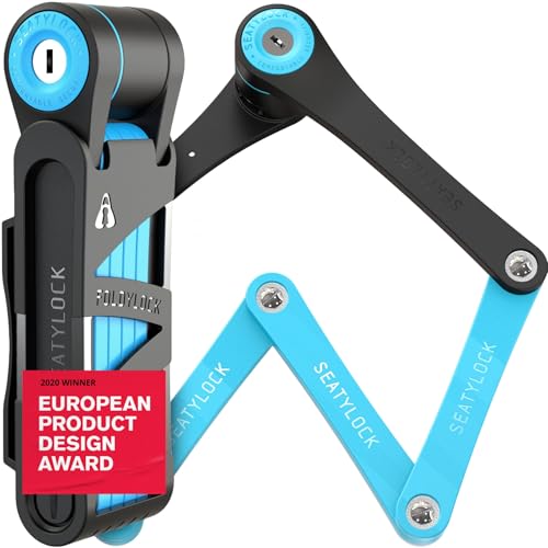 FoldyLock Compact Fahrrad Faltschloss – Patentiertes Testsieger Fahrradschloss mit Schlüssel und Halterung für Hohe Sicherheit – Leicht und Sicher für