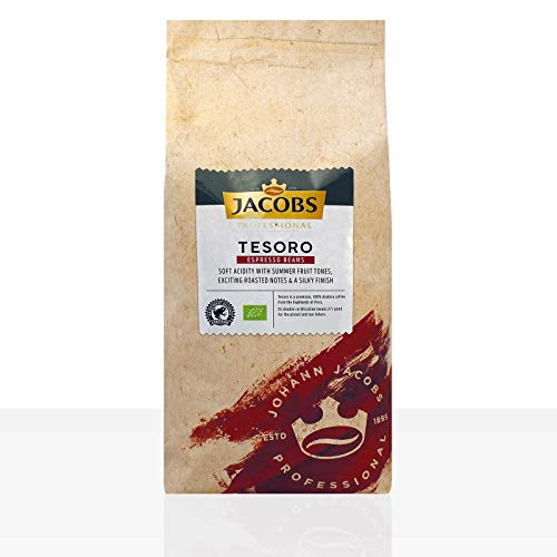 Jacobs Tesoro Espresso Peru - 8 x 1kg ganze Bio Kaffee-Bohnen, 100% Arabica