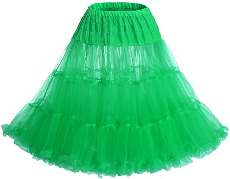 IVNIS RS90012 Women's 50s Vintage Rockabilly Petticoat 26" Length Net Underskirt Green XL