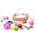 Easter Egg Easter Basket Toy Kit - Woodchip Woven Easter Basket with cloth liner, Two (2) Wooden colored Easter Eggs, Four (4) in-egg Dinosaur Characters, Two (2) Egg-Shaped Tin Cases for Candy