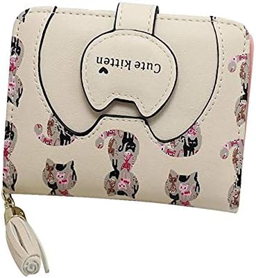Miss Fortan Ladies Pu Leather Purse, Women Girls Cute Cartoon Short Durable Bifold Wallet Coin Purse Pouch Money Change Bag