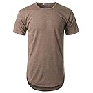 URBANCREWS Mens Hipster Hip Hop Elong Round Hemline Crewneck T-Shirt