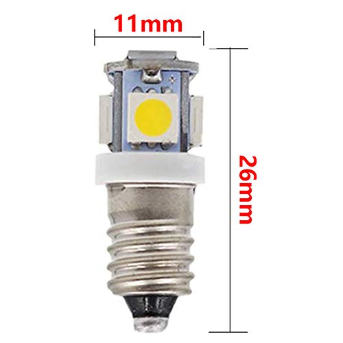 GutReise 10pcs E10 12V Warm White LED Bulbs Light Lamps 5SMD 0.5W 50LM (Warm White, 12v) - Thumbnail 3