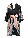 Old Shanghai Women's Kimono Robe Short - Watercolor Floral