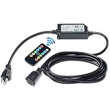 Keymit 240W Outdoor Dimmer Switch - String Light Dimmer-Weatherproof Wireless Remote Control for LED OR Incandescent String Lights 3 Prong Plug-in Outlet Timer with 3M(9.8Ft) Extension Cord 50Ft Range