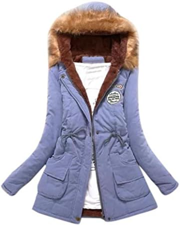 Women Coat, New Hot Sale Womens Warm Long Coat Faux Fur Collar Hooded Jacket Slim Winter Parka Outwear Sweater by Neartime (L, Sky Blue)