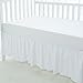 TILLYOU Crib Bed Skirt Dust Ruffle Off White, 100% Natural Cotton, Nursery Crib Bedding Accessory Toddler Bedskirt for Baby Boys Girls, 14