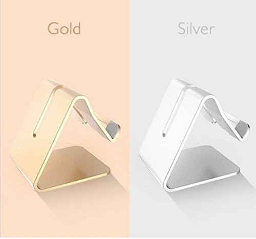 August Venture [Updated Solid Version] Desktop Cell Phone Stand Tablet Stand, Advanced 4mm Thickness Aluminum Stand Holder for Mobile Phone (All Size) and Tablet (Up to 10.1 inch) (Gold)