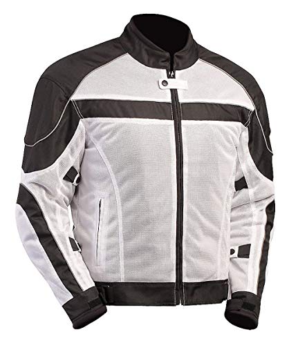 BILT Techno Mesh Motorcycle Jacket - 5XL, White/Black