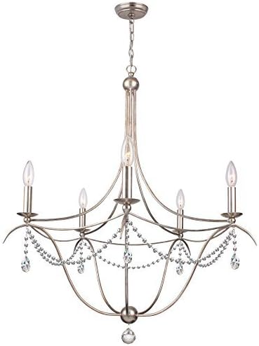 Gold Coast Lighting Draped 5-Light Chandelier with Spectra Crystals, Antique Silver by Gold Coast Lighting