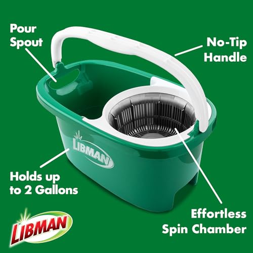 Libman Tornado Spin Mop System Plus 1 Refill Head Mop and Bucket with
