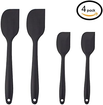 Silicone Spatula,ATIVI 4 PCS Safe Health Non-stick Soft Flexible Rubber Spatula Set Heat Resistant 600℉ with Stainless Steel Core Design,Black
