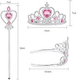 Vicloon Elsa Princess Tiara and Magic Wand Set for Kids Pink Crown Wand view 2
