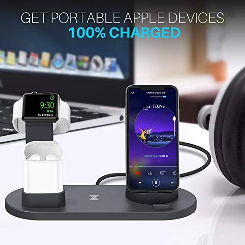 Wireless Charger, 3 in 1 Charging Station for iWatch(Not Included), AirPods Pro/2, Wireless Charging Stand for iPhone 12 Pro Max/11 Pro Max/X/XS/XR and All Qi-Enabled Phones