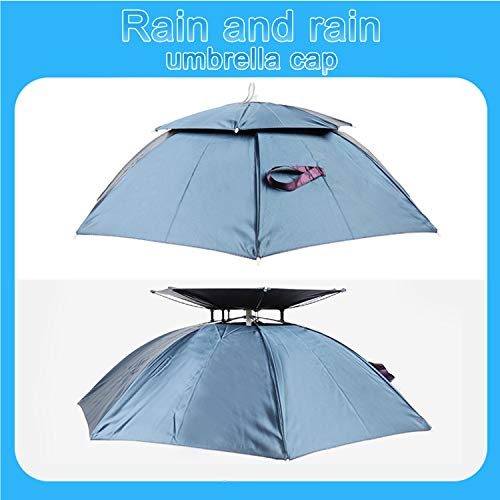 Hunter's Tail UV Umbrella Hat, with Umbrella Fishing Gardening Double Folded Umbrella Double Canopy Rubber Circle 77cm - Thumbnail 3