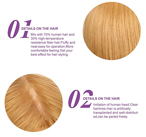 Kaleurrier Female Mannequin Head with 22 inches Human Hair Blonde Dummy Head Practice Doll Head Cosmetology and Hairdressing Hair Styling Training Head Model Manikin With Free Table Clamp (Color:Gold) - Thumbnail 4