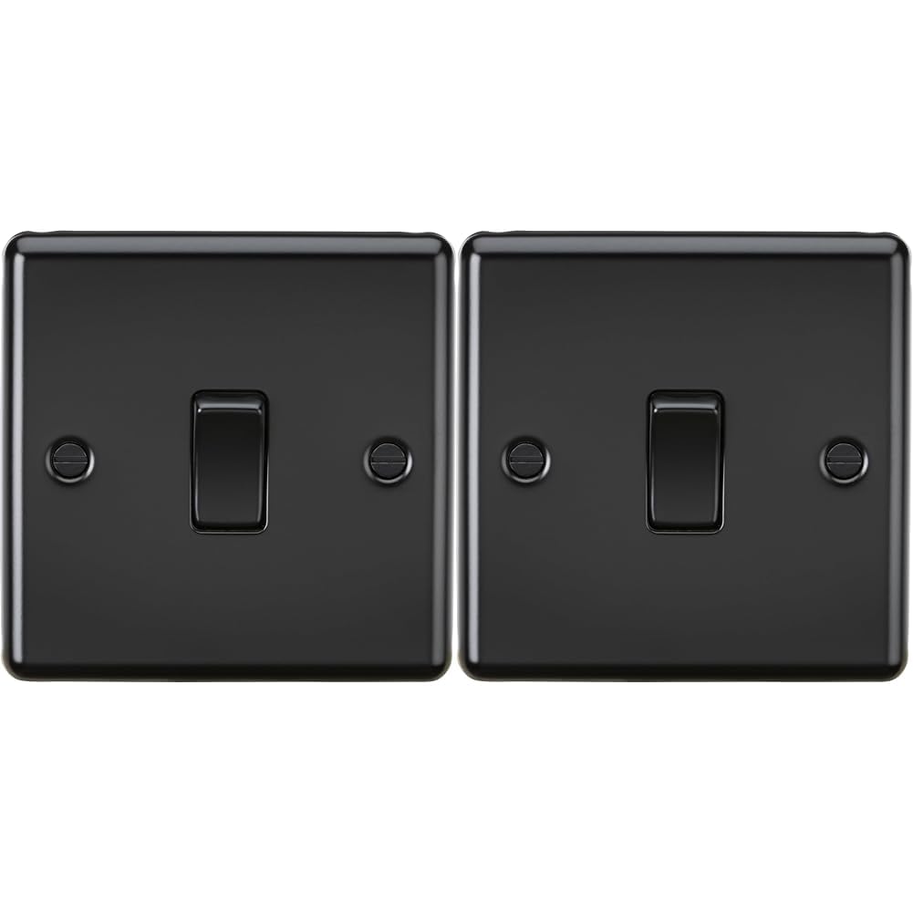 Knightsbridge 10AX 1G 2 Way Plate Switch - Matt Black (Pack of 2)
