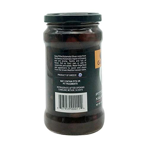 Gaea Pitted Greek Kalamata Olives 10.2 oz. Jar NonGMO Preservative