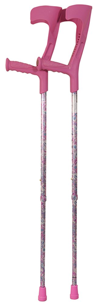 Aidapt Pink Adult Adjustable Height Aluminium Lightweight Walking forearm Crutch with Anti Slip Ferrule Feet to Aid Stability and Confidence when Walking Aid Sold as a Pair