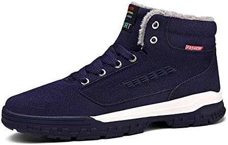 Orlasha Men Winter Snow Boots Warm Sneaker High Top Antiskid Suede Leather Fur Lined Shoes