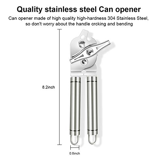 Stainless Steel Can Opener Manual Food-safe Good Gripswith Built-in Bottle Opener Smooth Edge Swing Away Comfort Grips (Silver)