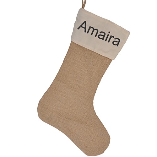 ZAlohaZAloha Burlap Christmas Stockings Custom Name Amaira Fireplace Decor Decoration