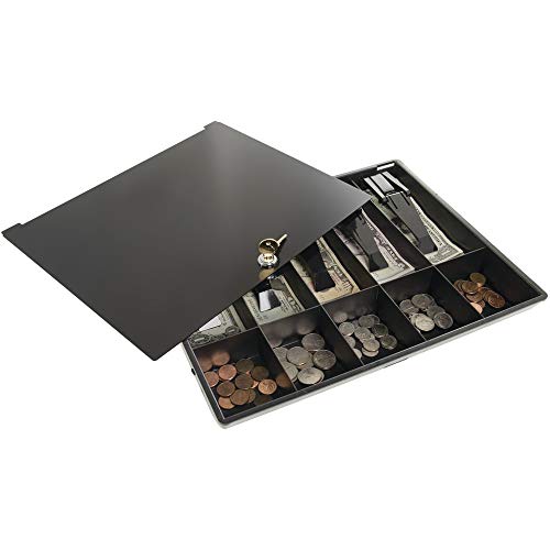 Buddy Products Coin and Bill Tray with Metal Security Lid, 11.5 x 2 x 14.375 Inches, Black (0544-4)