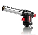 MiMoo Kitchen Culinary Blow Torch Head, Chef Cooking Butane Torch, Adjustable Flame Lighter for Baking, Pastries, Desserts, Picnic, Camping, Brazing, Soldering, Welding, Black(Gas Not Include)
