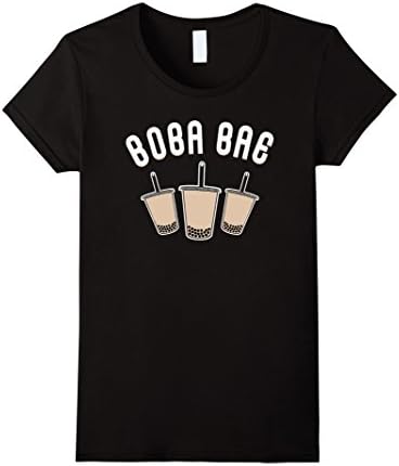 Womens Boba T-Shirt, Boba Bae Bubble Milk Tea Tee Medium Black