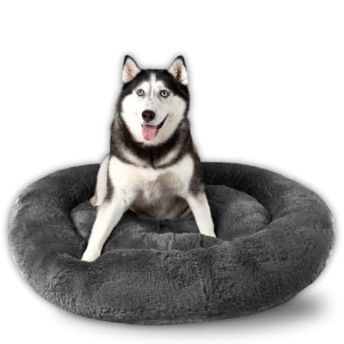 Camita Bienestar | Cama Antiestrés para Perros 4 en 1, Funda Lavable y Removible, Memory Foam Ortopédico, Felpa Ultrasuave con Base Anti Derrapante, 110cm-Gris