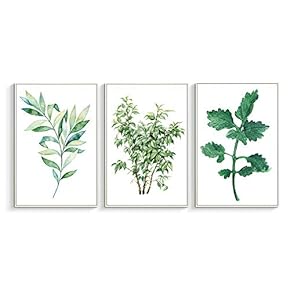 Framed for Living Room Bedroom Beautiful Leaves for x3 Panels