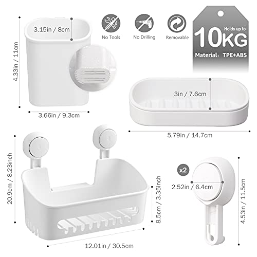 thumbnail image 2 of Lifewit Suction Cup Shower Caddy - 10.4 Inch No-Drill Bathroom Organizer With Strong Vacuum Grip, 22lb Capacity 2 of 12