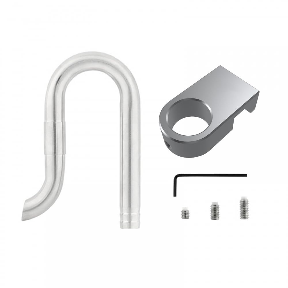 MiOYOOW Aquarium Inflow Outflow Pipe, 304 Stainless Steel Lily Pipe with Aluminum Alloy Fixing Clamp for Fish Tank Aquarium (12/16MM)