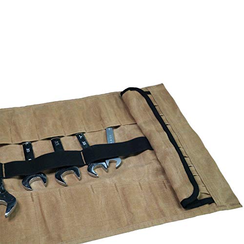 MELOTOUGH Waxed Canvas Tool Roll Wrench Roll Organizer Socket Tool Roll